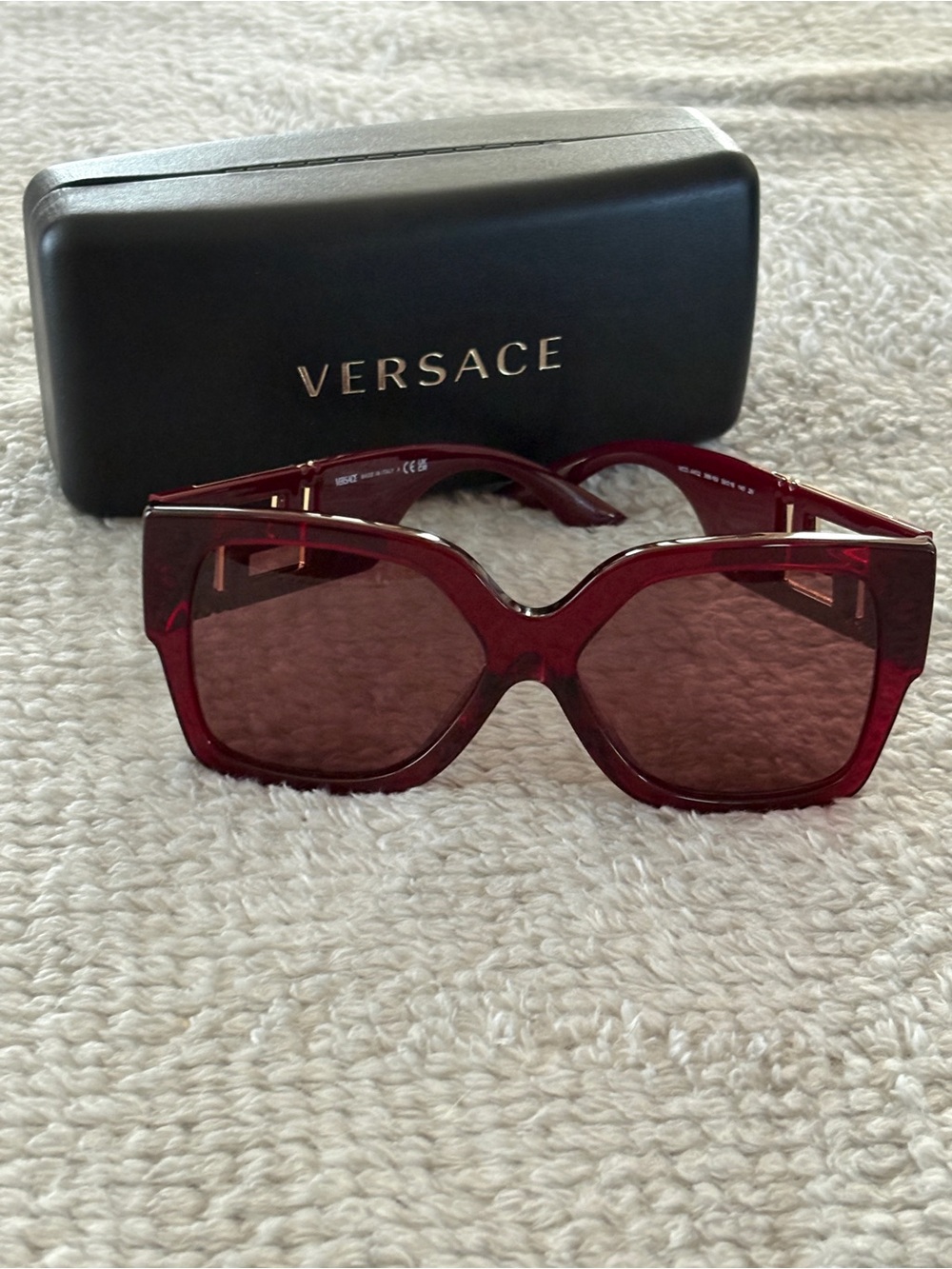 Versace Burgundy Cat Eye Sunglasses with Matching Tinted Lenses